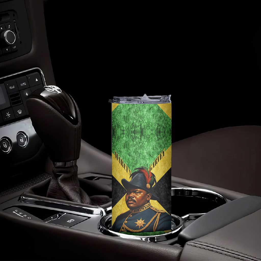 Marcus Garvey Skinny Tumbler Jamaican Flag Theme African Fist Civil Rights Symbol Pan African Tribute Design - African Pride