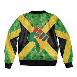 Marcus Garvey Sleeve Zip Bomber Jacket Jamaican Flag Theme African Fist Civil Rights Symbol Pan African Tribute Design - African Pride