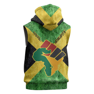 Marcus Garvey Sleeveless Hoodie Jamaican Flag Theme African Fist Civil Rights Symbol Pan African Tribute Design - African Pride