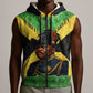 Marcus Garvey Sleeveless Zip Hoodie Jamaican Flag Theme African Fist Civil Rights Symbol Pan African Tribute Design - African Pride