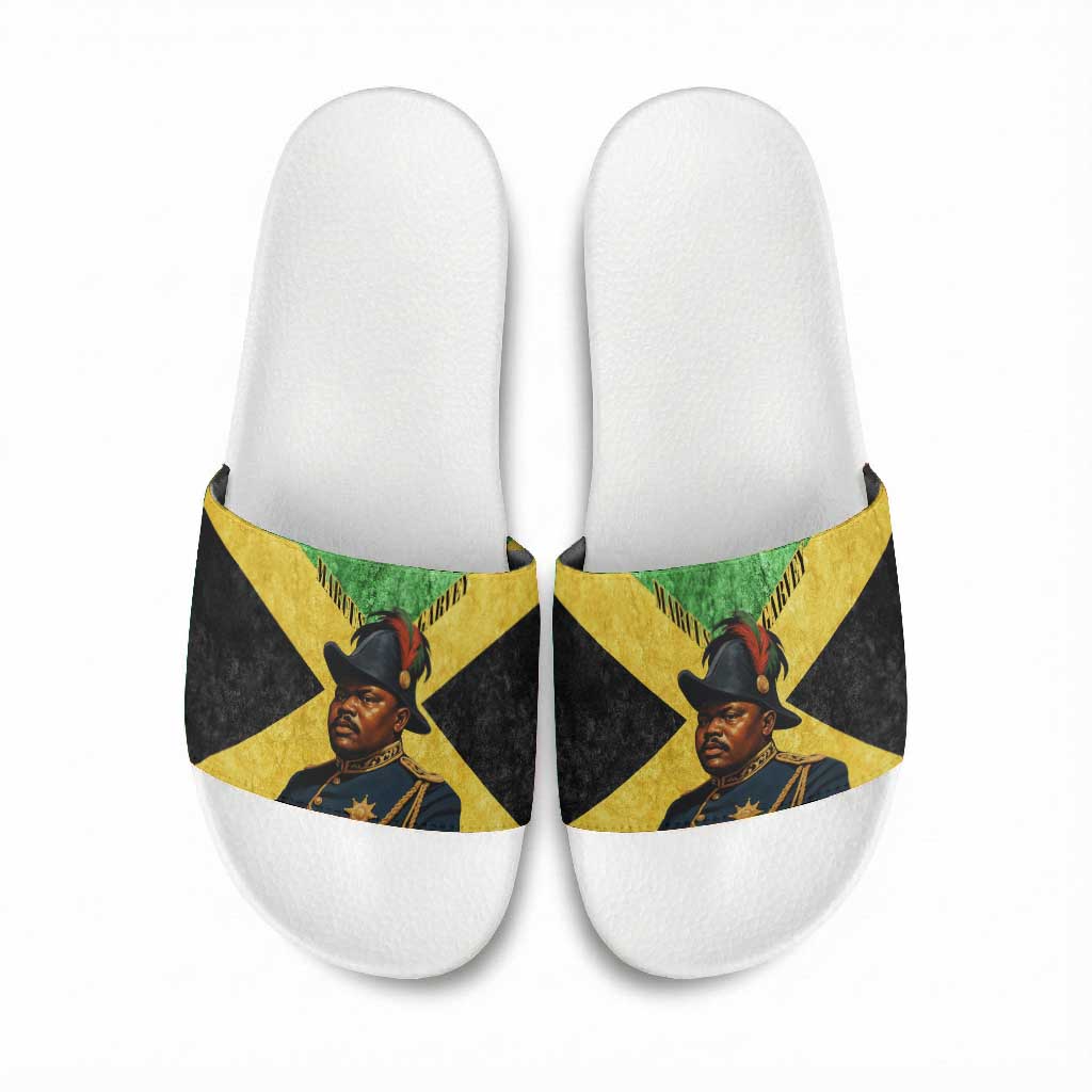 Marcus Garvey Slide Sandals Jamaican Flag Theme African Fist Civil Rights Symbol Pan African Tribute Design - African Pride