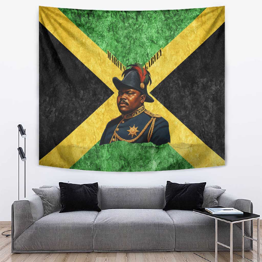 Marcus Garvey Tapestry Jamaican Flag Theme African Fist Civil Rights Symbol Pan African Tribute Design - African Pride
