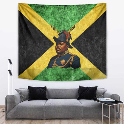 Marcus Garvey Tapestry Jamaican Flag Theme African Fist Civil Rights Symbol Pan African Tribute Design - African Pride