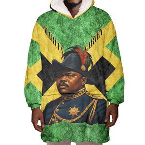Marcus Garvey Wearable Blanket Hoodie Jamaican Flag Theme African Fist Civil Rights Symbol Pan African Tribute Design - African Pride