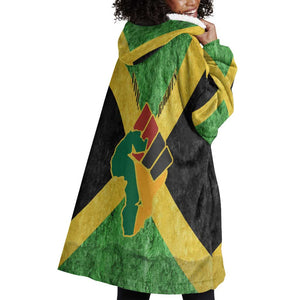 Marcus Garvey Wearable Blanket Hoodie Jamaican Flag Theme African Fist Civil Rights Symbol Pan African Tribute Design - African Pride