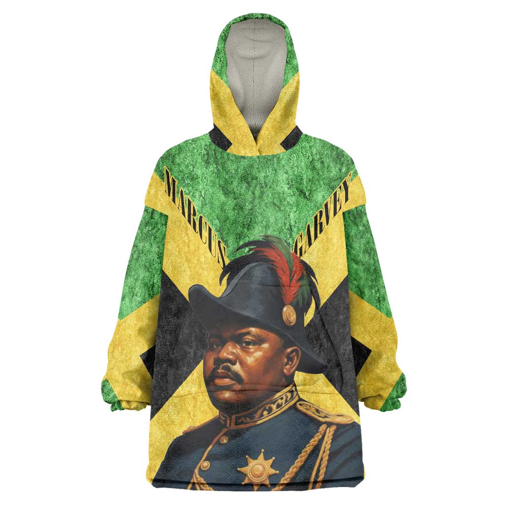 Marcus Garvey Wearable Blanket Hoodie Jamaican Flag Theme African Fist Civil Rights Symbol Pan African Tribute Design - African Pride