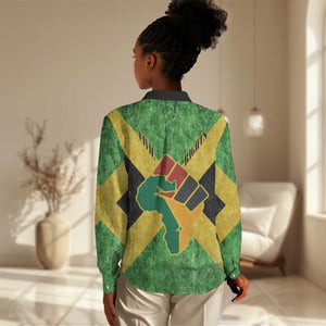 Marcus Garvey Women Casual Shirt Jamaican Flag Theme African Fist Civil Rights Symbol Pan African Tribute Design - African Pride
