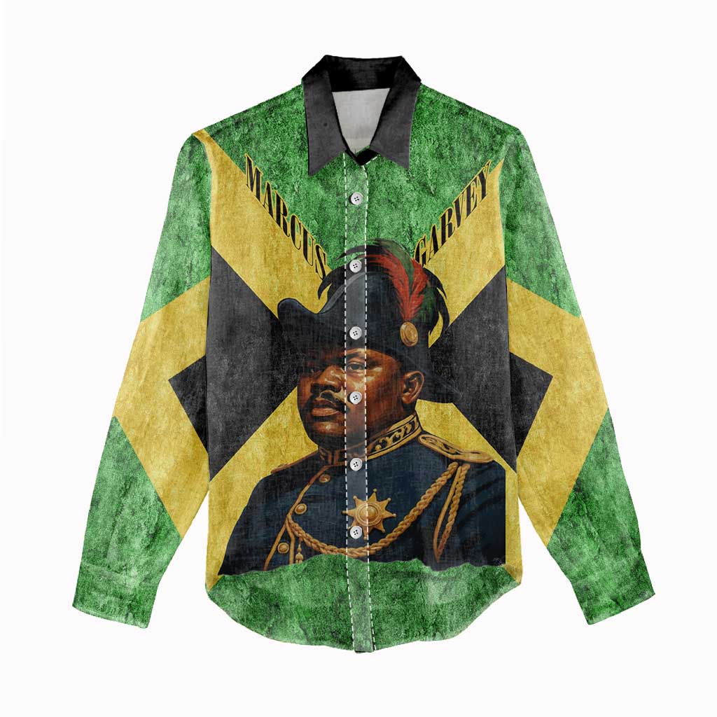 Marcus Garvey Women Casual Shirt Jamaican Flag Theme African Fist Civil Rights Symbol Pan African Tribute Design - African Pride
