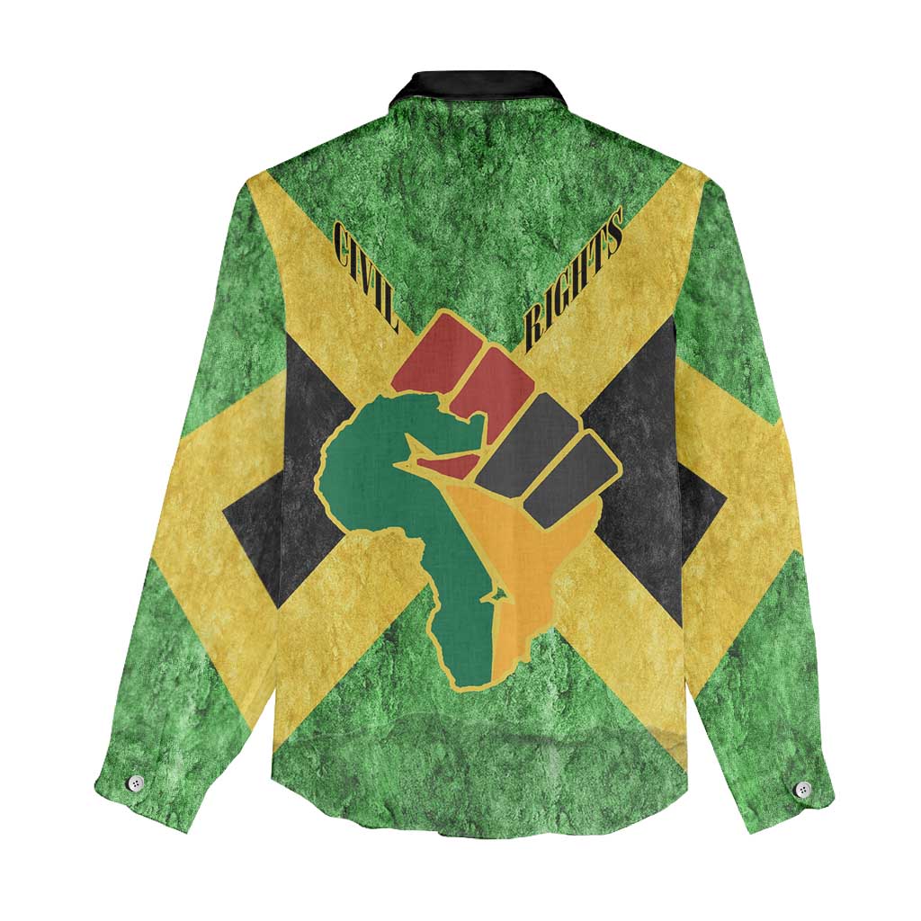 Marcus Garvey Women Casual Shirt Jamaican Flag Theme African Fist Civil Rights Symbol Pan African Tribute Design - African Pride