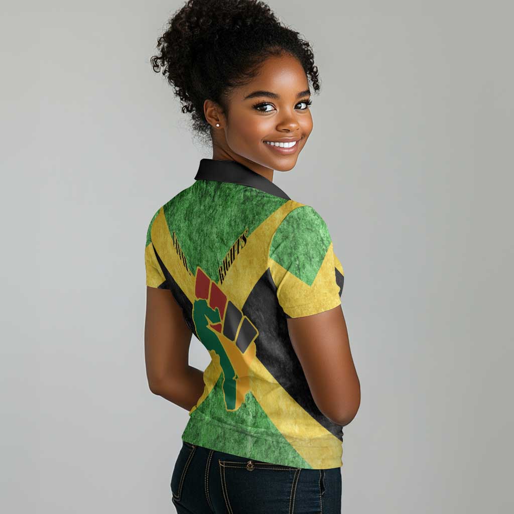 Marcus Garvey Women Polo Shirt Jamaican Flag Theme African Fist Civil Rights Symbol Pan African Tribute Design TS04