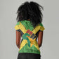 Marcus Garvey Women V-Neck T-Shirt Jamaican Flag Theme African Fist Civil Rights Symbol Pan African Tribute Design TS04