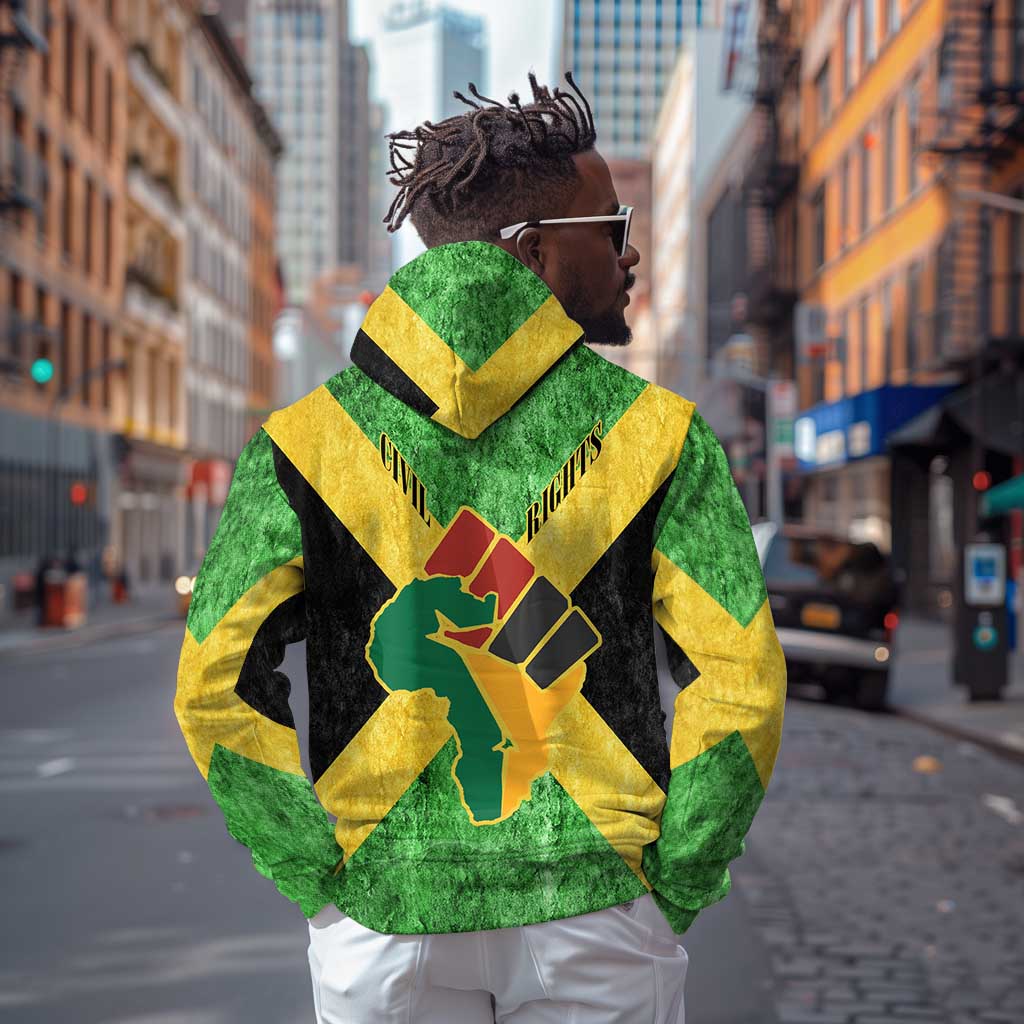 Marcus Garvey Zip Hoodie Jamaican Flag Theme African Fist Civil Rights Symbol Pan African Tribute Design - African Pride
