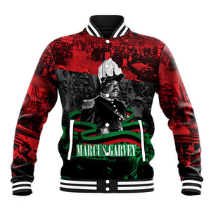 Marcus Garvey Baseball Jacket Collage Design Progress Is the Attraction Quote Pan African Movement Tribute - African Pride