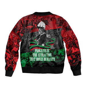 Marcus Garvey Bomber Jacket Collage Design Progress Is the Attraction Quote Pan African Movement Tribute - African Pride
