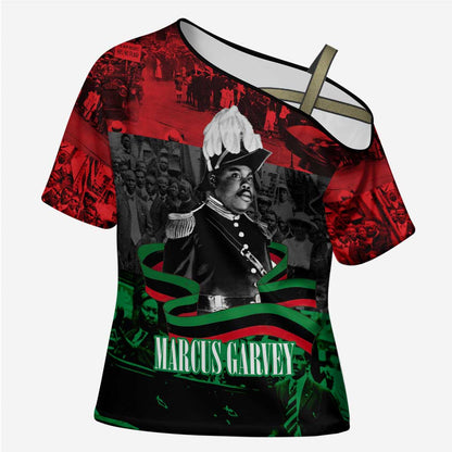 Marcus Garvey Cross Shoulder Shirt Collage Design Progress Is the Attraction Quote Pan African Movement Tribute - African Pride