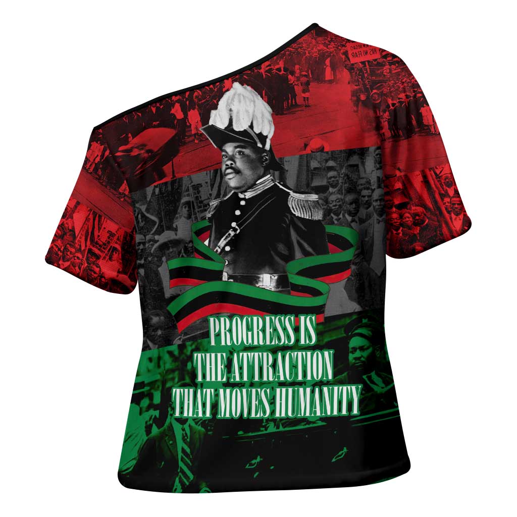 Marcus Garvey Cross Shoulder Shirt Collage Design Progress Is the Attraction Quote Pan African Movement Tribute - African Pride