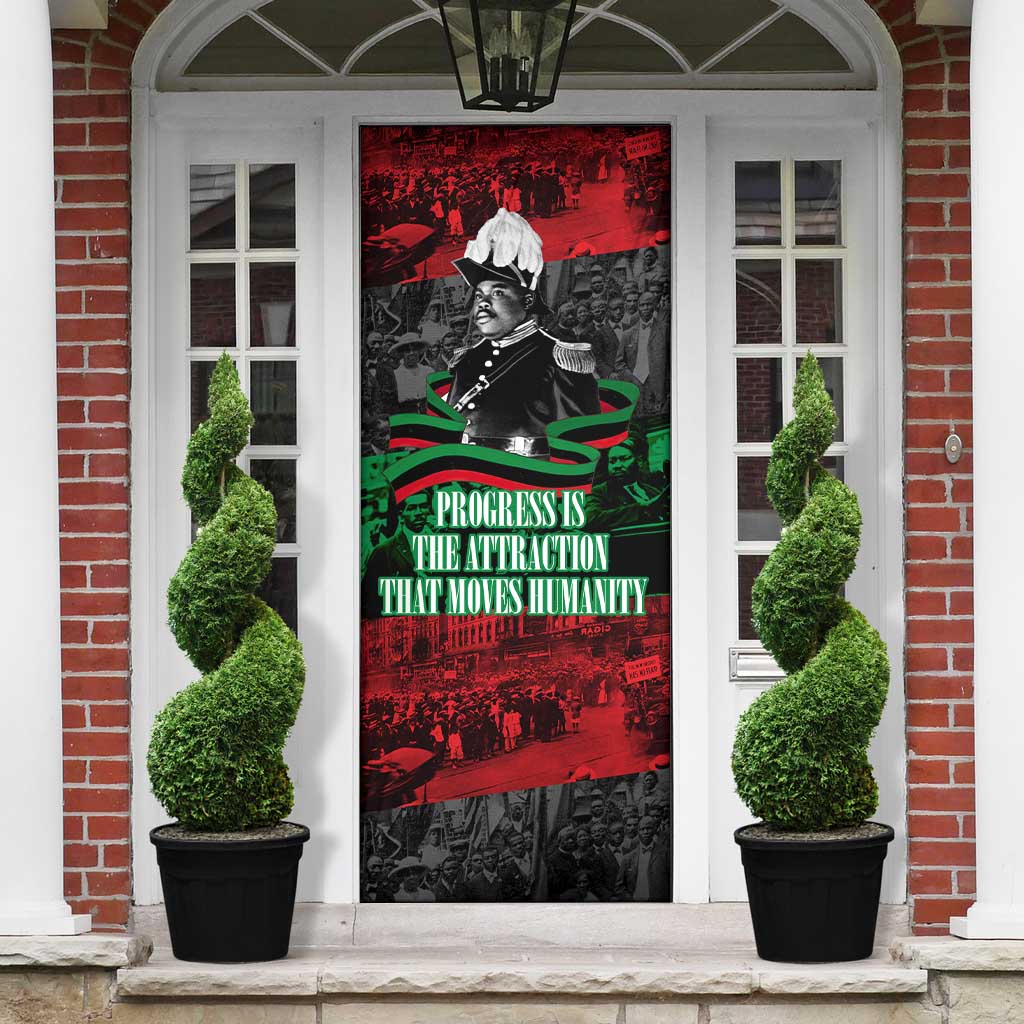 Marcus Garvey Door Cover Collage Design Progress Is the Attraction Quote Pan African Movement Tribute - African Pride