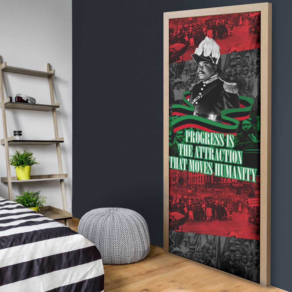 Marcus Garvey Door Cover Collage Design Progress Is the Attraction Quote Pan African Movement Tribute - African Pride