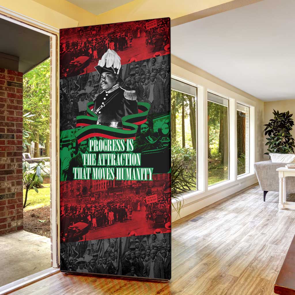 Marcus Garvey Door Cover Collage Design Progress Is the Attraction Quote Pan African Movement Tribute - African Pride