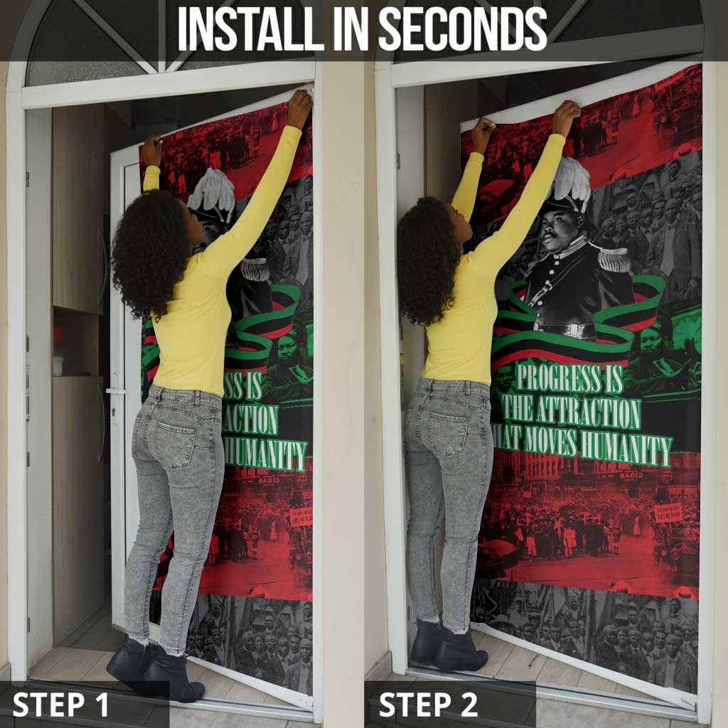 Marcus Garvey Door Cover Collage Design Progress Is the Attraction Quote Pan African Movement Tribute - African Pride