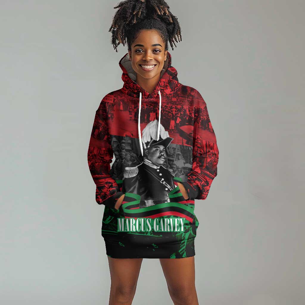 Marcus Garvey Hoodie Dress Collage Design Progress Is the Attraction Quote Pan African Movement Tribute - African Pride
