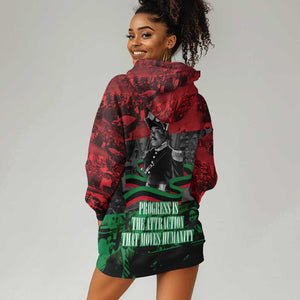 Marcus Garvey Hoodie Dress Collage Design Progress Is the Attraction Quote Pan African Movement Tribute - African Pride