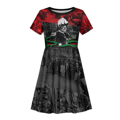 Marcus Garvey Kid Short Sleeve Dress Collage Design Progress Is the Attraction Quote Pan African Movement Tribute TS04