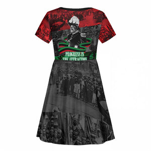 Marcus Garvey Kid Short Sleeve Dress Collage Design Progress Is the Attraction Quote Pan African Movement Tribute TS04