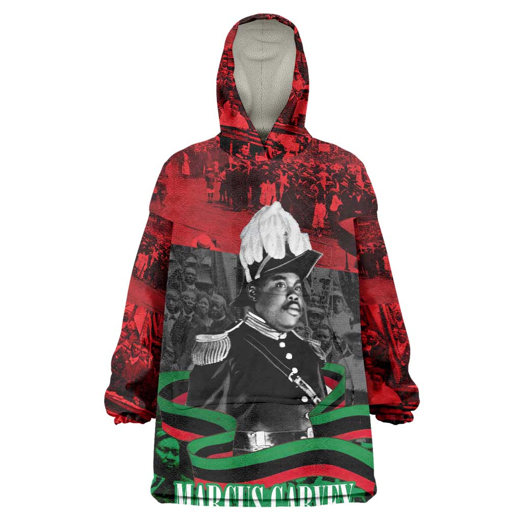 Marcus Garvey Kid Wearable Blanket Hoodie Collage Design Progress Is the Attraction Quote Pan African Movement Tribute - African Pride