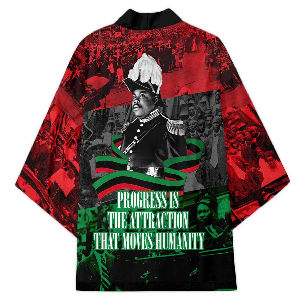 Marcus Garvey Kimono Collage Design Progress Is the Attraction Quote Pan African Movement Tribute - African Pride