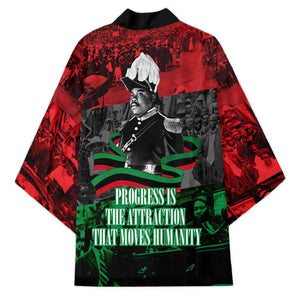Marcus Garvey Kimono Collage Design Progress Is the Attraction Quote Pan African Movement Tribute - African Pride
