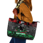 Marcus Garvey Leather Tote Bag Collage Design Progress Is the Attraction Quote Pan African Movement Tribute - African Pride