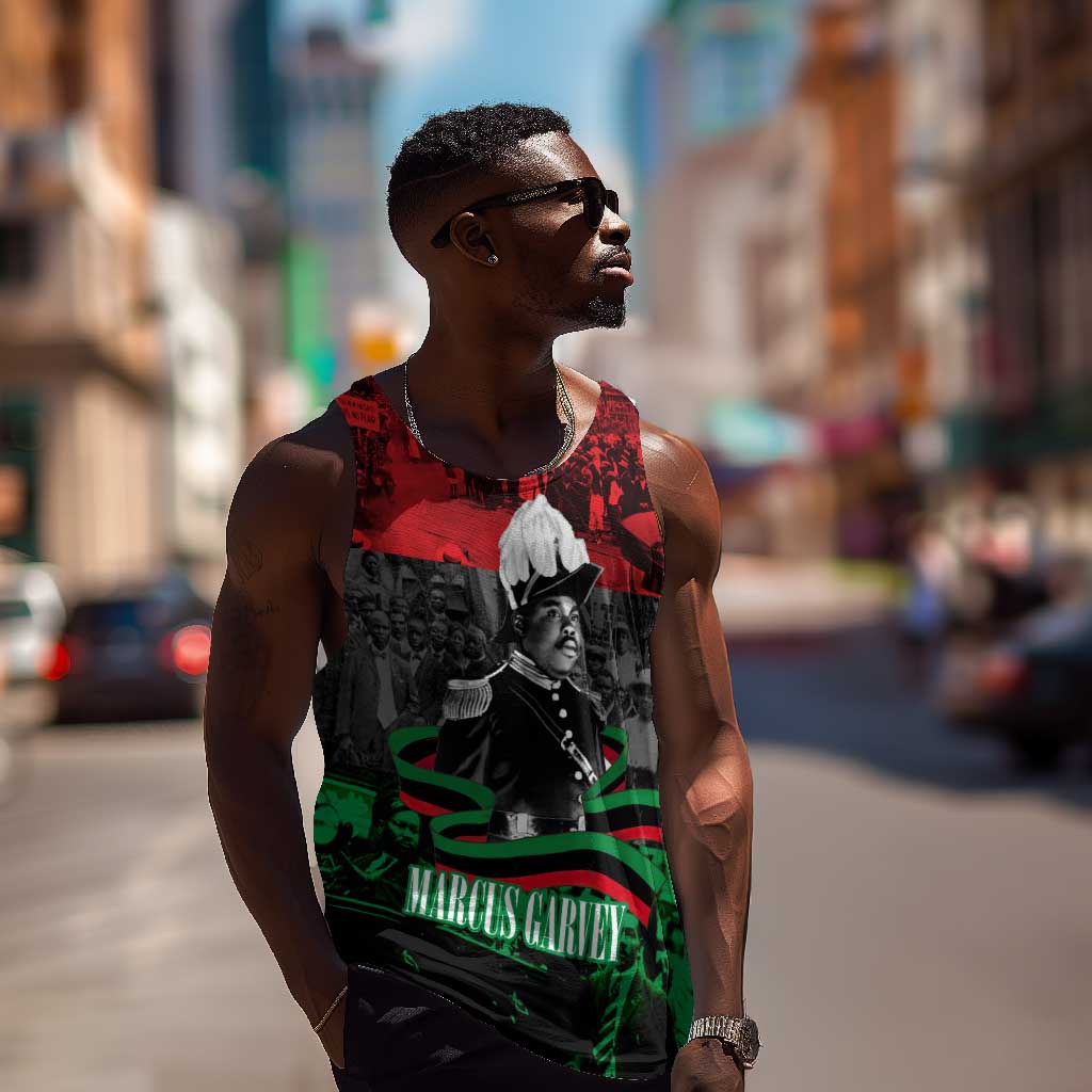 Marcus Garvey Men Tank Top Collage Design Progress Is the Attraction Quote Pan African Movement Tribute - African Pride