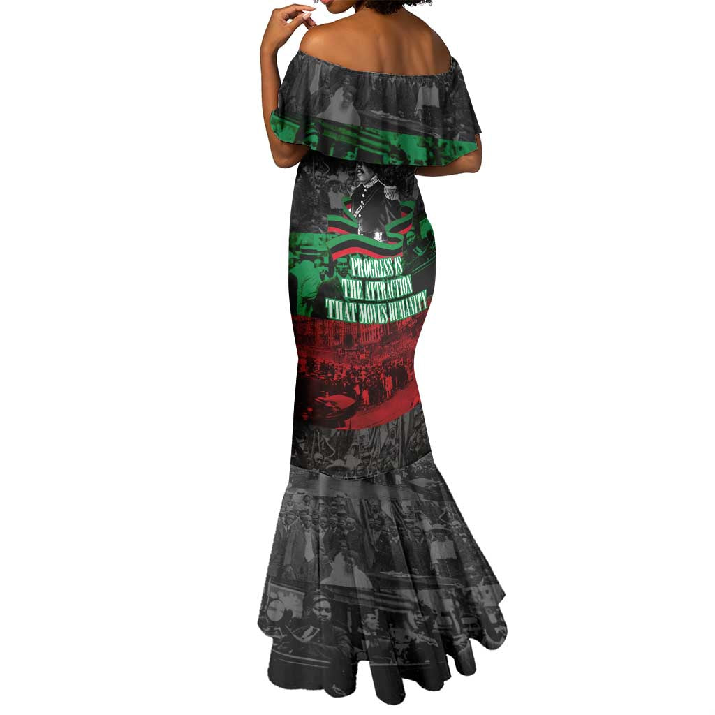 Marcus Garvey Mermaid Dress Collage Design Progress Is the Attraction Quote Pan African Movement Tribute - African Pride