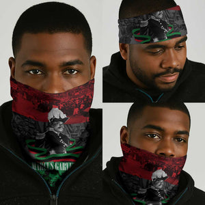 Marcus Garvey Neck Gaiter Collage Design Progress Is the Attraction Quote Pan African Movement Tribute - African Pride