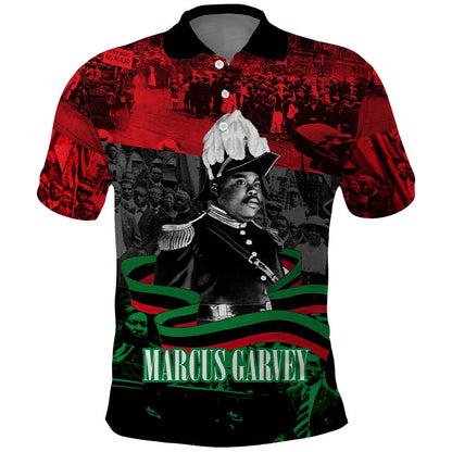 Marcus Garvey Polo Shirt Collage Design Progress Is the Attraction Quote Pan African Movement Tribute TS04