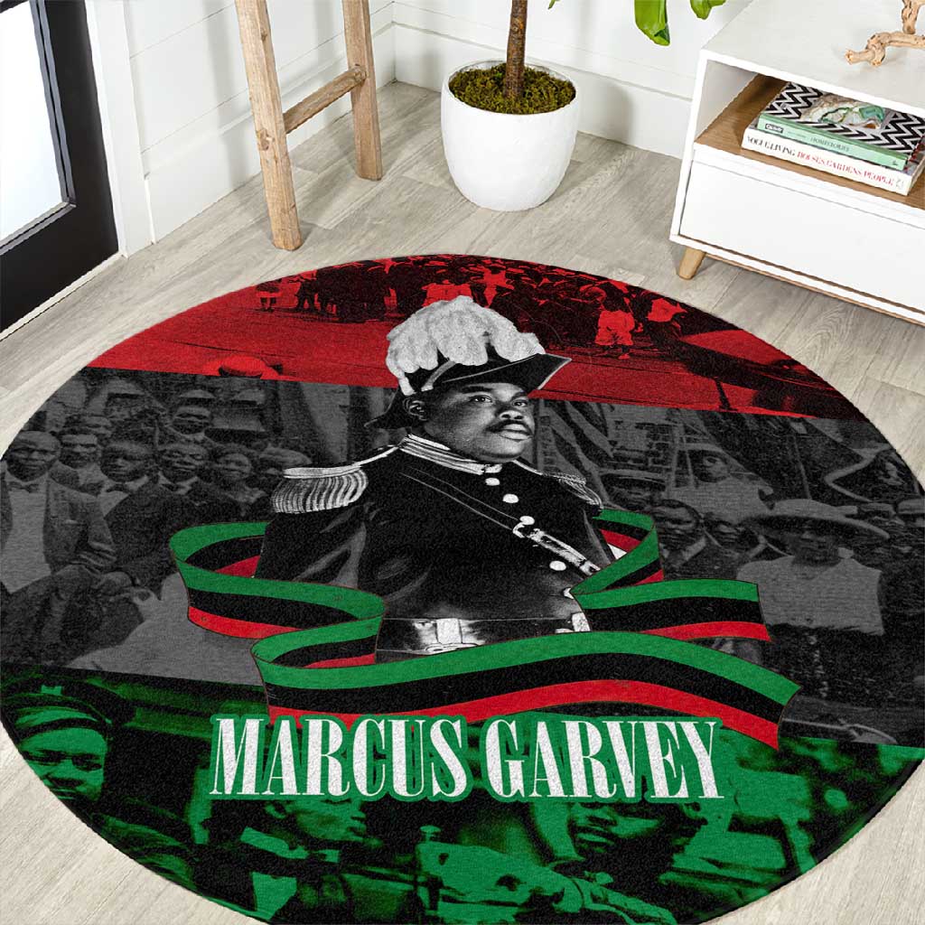 Marcus Garvey Round Carpet Collage Design Progress Is the Attraction Quote Pan African Movement Tribute - African Pride