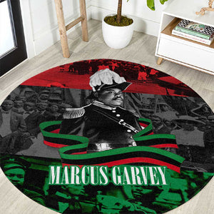 Marcus Garvey Round Carpet Collage Design Progress Is the Attraction Quote Pan African Movement Tribute - African Pride