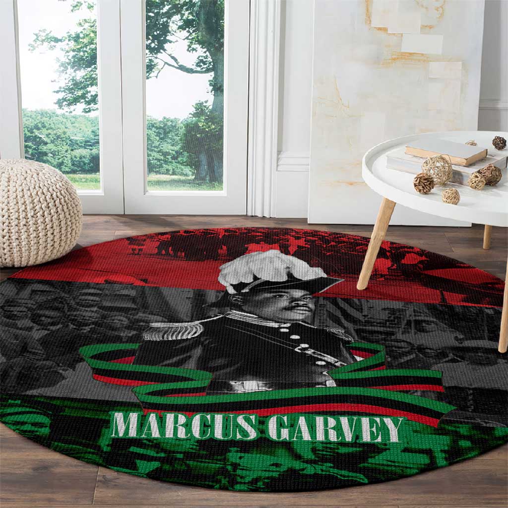 Marcus Garvey Round Carpet Collage Design Progress Is the Attraction Quote Pan African Movement Tribute - African Pride