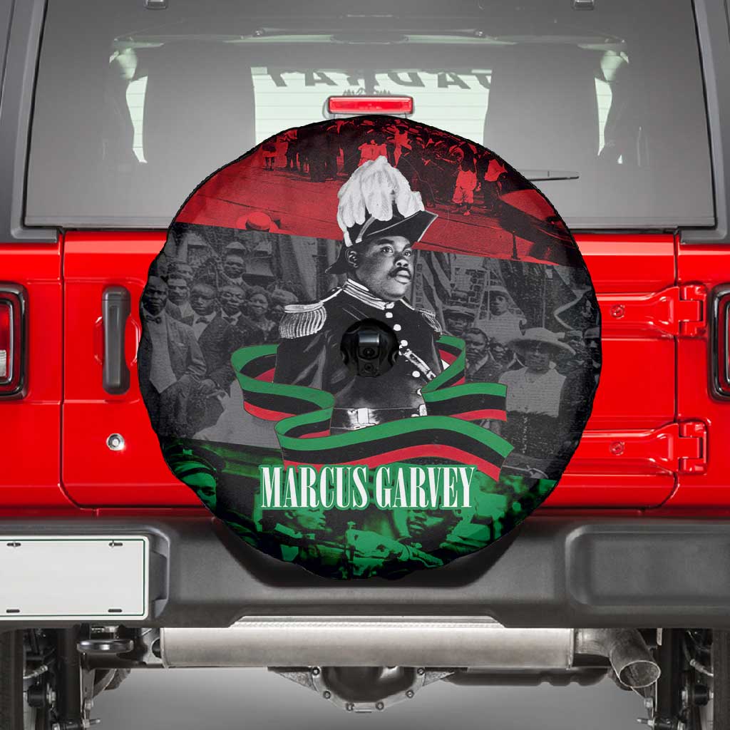 Marcus Garvey Spare Tire Cover Collage Design Progress Is the Attraction Quote Pan African Movement Tribute - African Pride