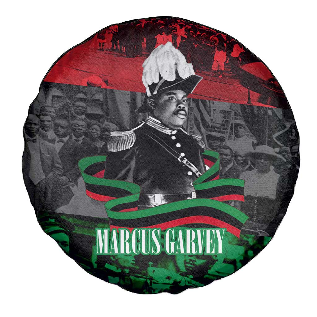 Marcus Garvey Spare Tire Cover Collage Design Progress Is the Attraction Quote Pan African Movement Tribute - African Pride
