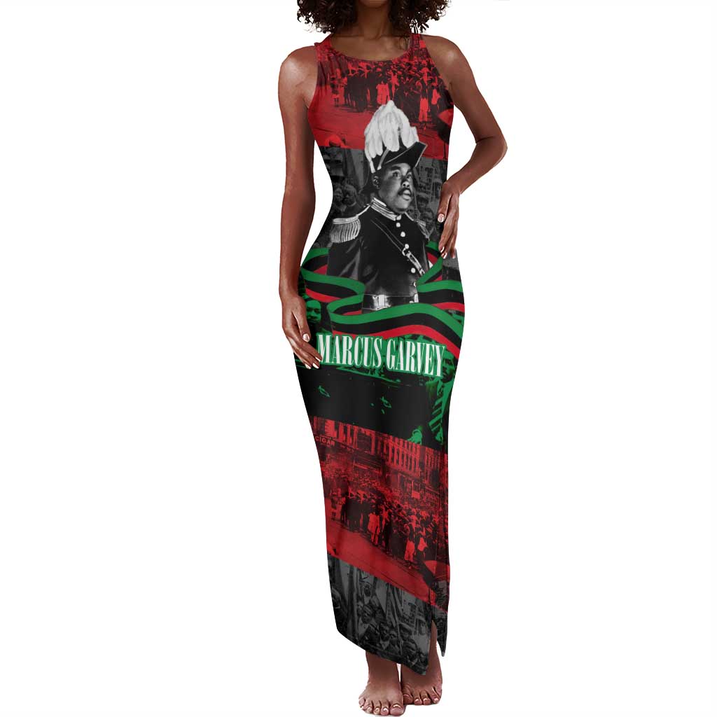 Marcus Garvey Tank Maxi Dress Collage Design Progress Is the Attraction Quote Pan African Movement Tribute - African Pride