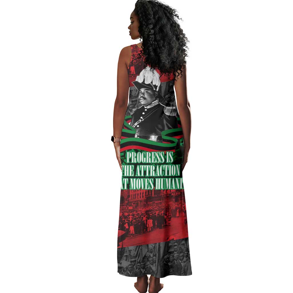 Marcus Garvey Tank Maxi Dress Collage Design Progress Is the Attraction Quote Pan African Movement Tribute - African Pride