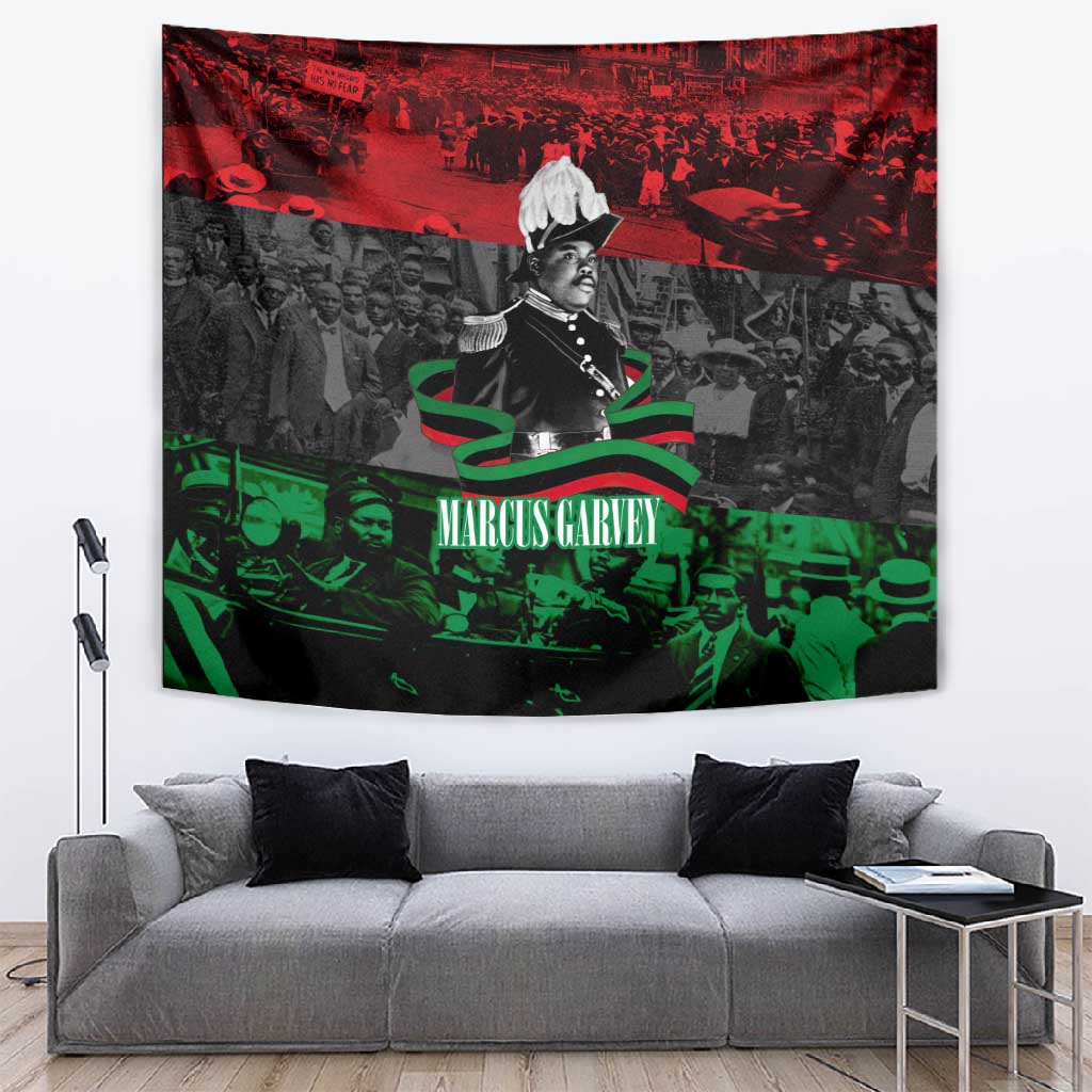 Marcus Garvey Tapestry Collage Design Progress Is the Attraction Quote Pan African Movement Tribute - African Pride