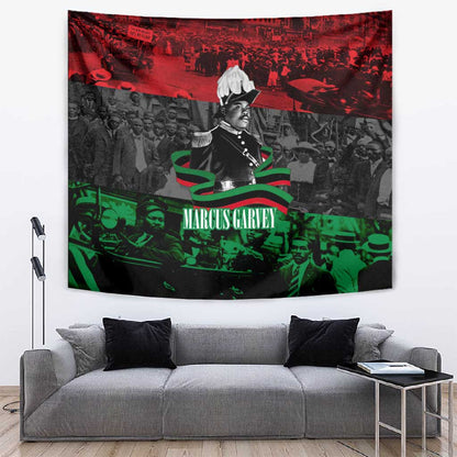 Marcus Garvey Tapestry Collage Design Progress Is the Attraction Quote Pan African Movement Tribute - African Pride
