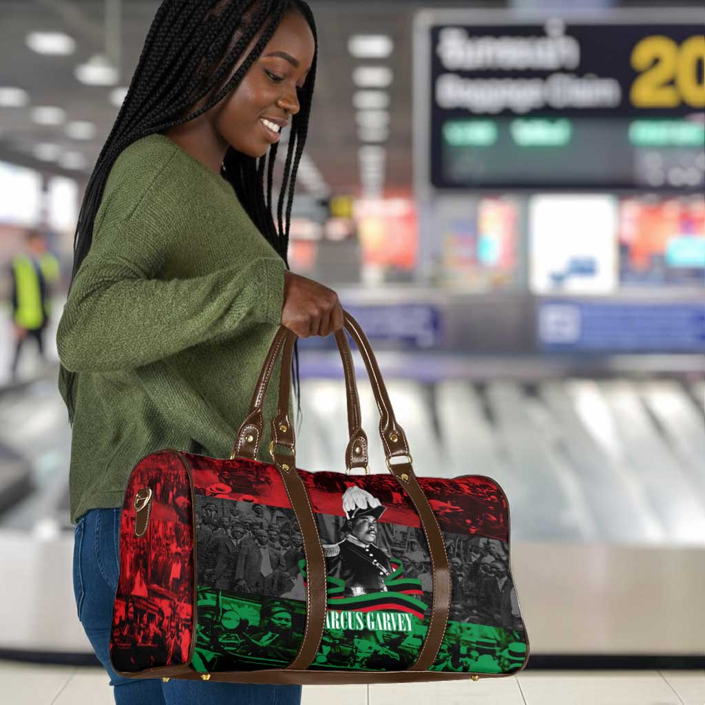 Marcus Garvey Travel Bag Collage Design Progress Is the Attraction Quote Pan African Movement Tribute - African Pride