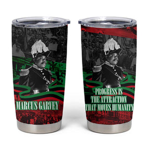Marcus Garvey Tumbler Cup Collage Design Progress Is the Attraction Quote Pan African Movement Tribute - African Pride