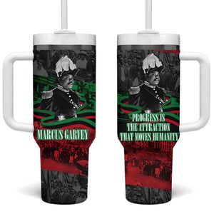 Marcus Garvey Tumbler With Handle Collage Design Progress Is the Attraction Quote Pan African Movement Tribute - African Pride