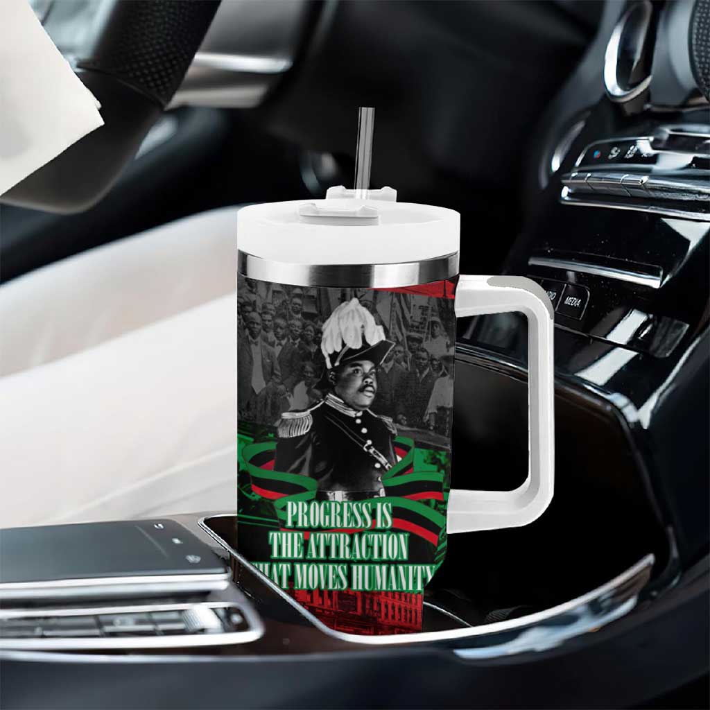 Marcus Garvey Tumbler With Handle Collage Design Progress Is the Attraction Quote Pan African Movement Tribute - African Pride