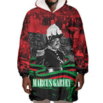 Marcus Garvey Wearable Blanket Hoodie Collage Design Progress Is the Attraction Quote Pan African Movement Tribute - African Pride